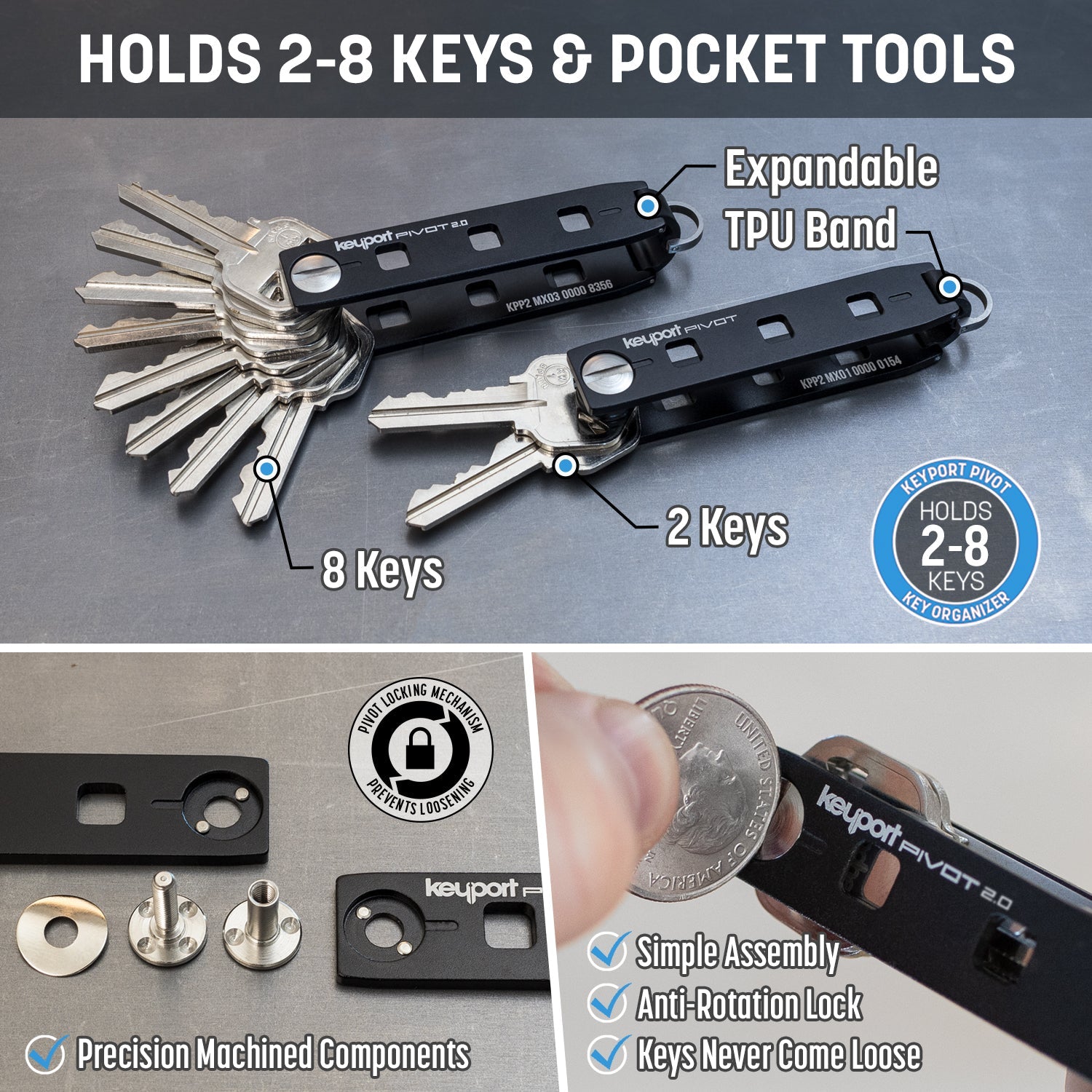 Keyport Pivot 2.0 Essential Plus Kit | Modular EDC Key Organizer System