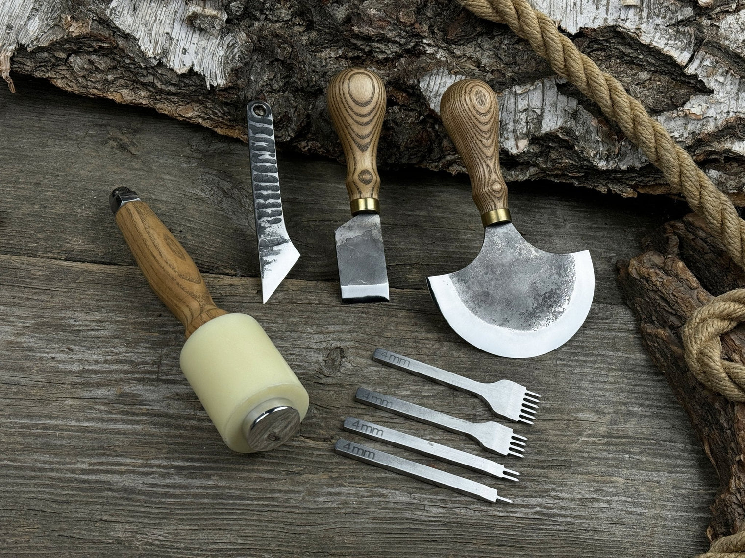 5-Piece Leather Working Tool Set With Nylon Mallet