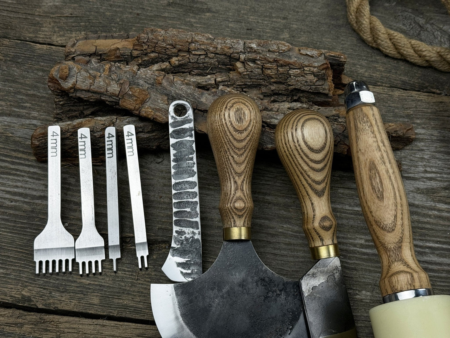 5-Piece Leather Working Tool Set With Nylon Mallet