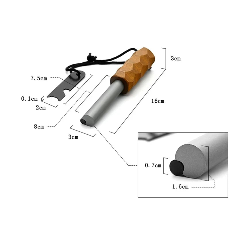 Flint Magnesium Fire Starter | Multifunctional EDC Survival Tool with Paracord Handle & Emergency Whistle
