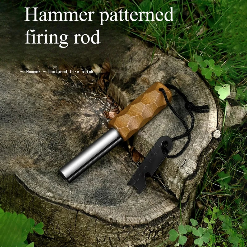 Flint Magnesium Fire Starter | Multifunctional EDC Survival Tool with Paracord Handle & Emergency Whistle