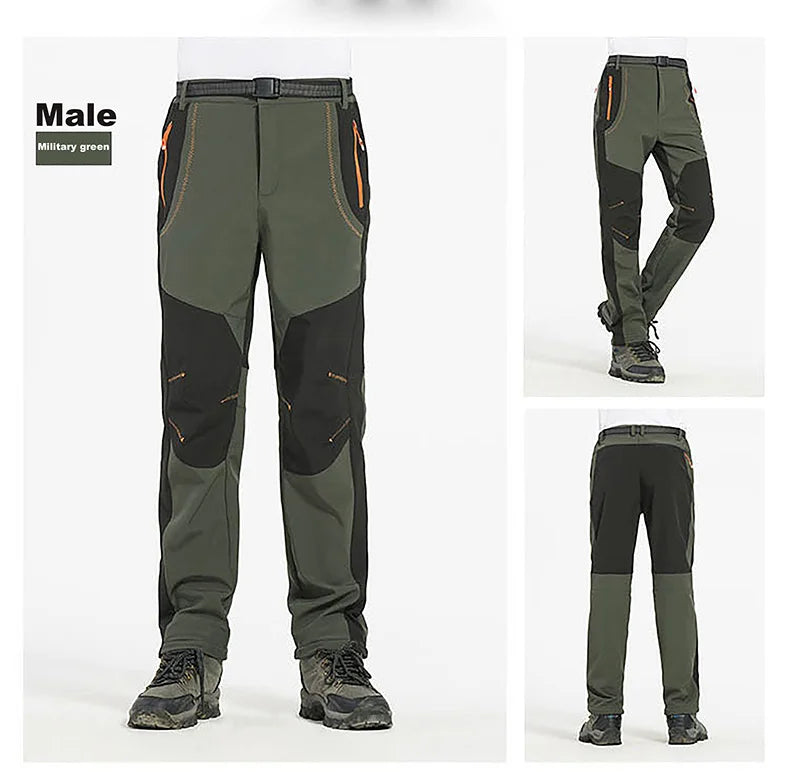 LNGXO Thick Warm Fleece Hiking Pants | Waterproof & Windproof Outdoor Pants