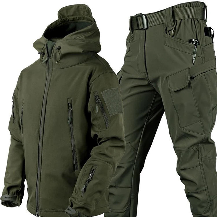 Winter Waterproof Tactical Jackets Sets Men Outdoor Soft Shell Hiking Hunting Jacket Suit Fleece Cargo Pant Tracksuits