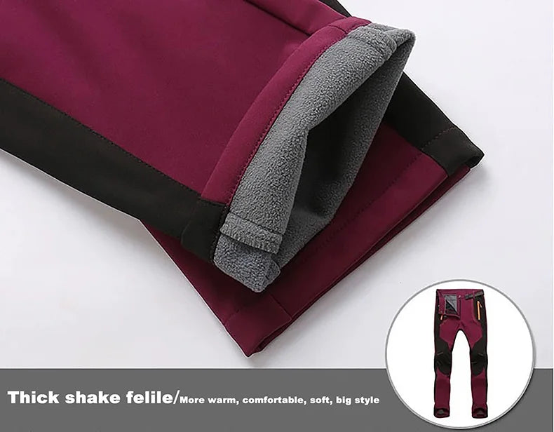 LNGXO Thick Warm Fleece Hiking Pants | Waterproof & Windproof Outdoor Pants