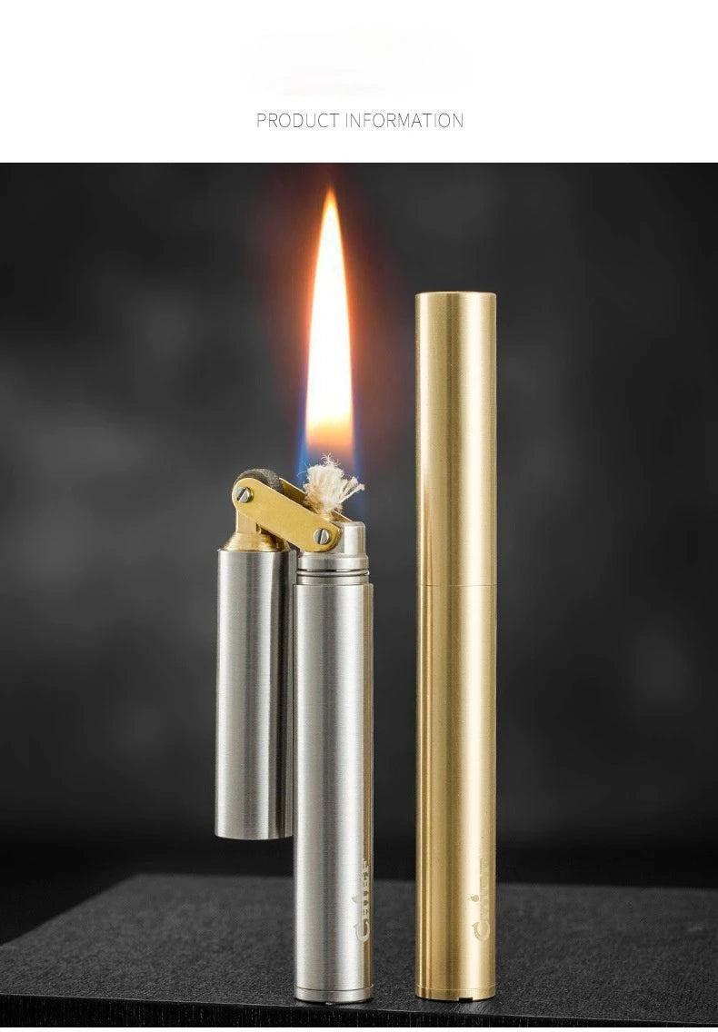 Retro Copper Kerosene Lighter | Mini Foldable Windproof EDC