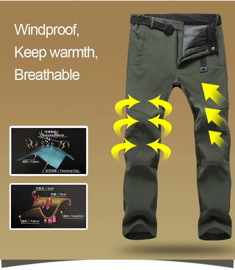TRVLWEGO Men’s Winter Softshell Pants | Waterproof Hiking & Outdoor Pants
