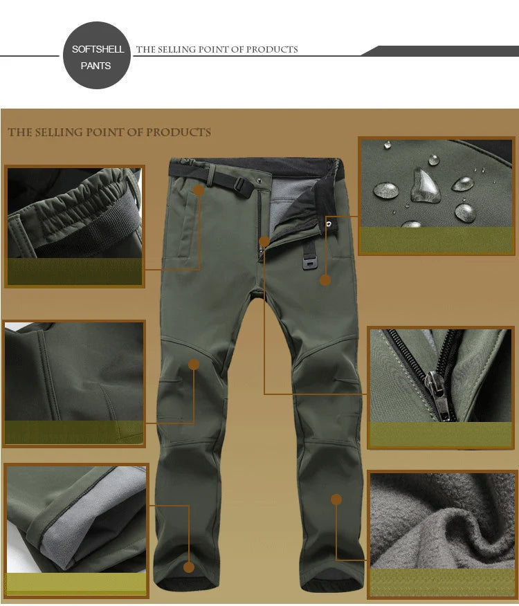 TRVLWEGO Men’s Winter Softshell Pants | Waterproof Hiking & Outdoor Pants