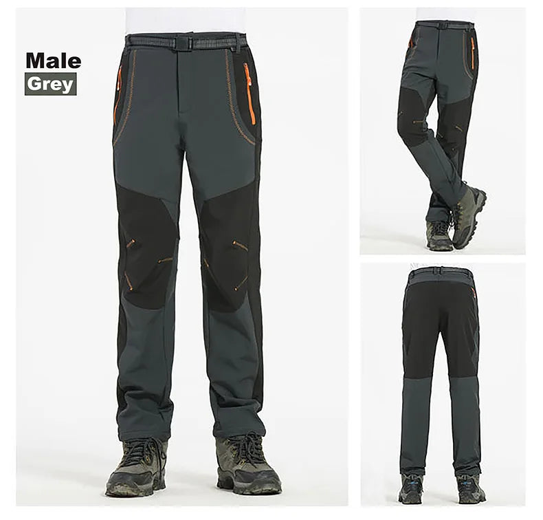 LNGXO Thick Warm Fleece Hiking Pants | Waterproof & Windproof Outdoor Pants