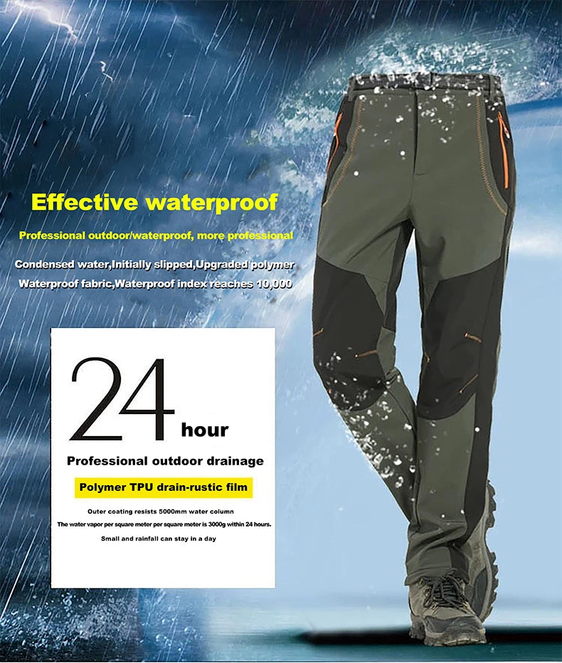 LNGXO Thick Warm Fleece Hiking Pants | Waterproof & Windproof Outdoor Pants