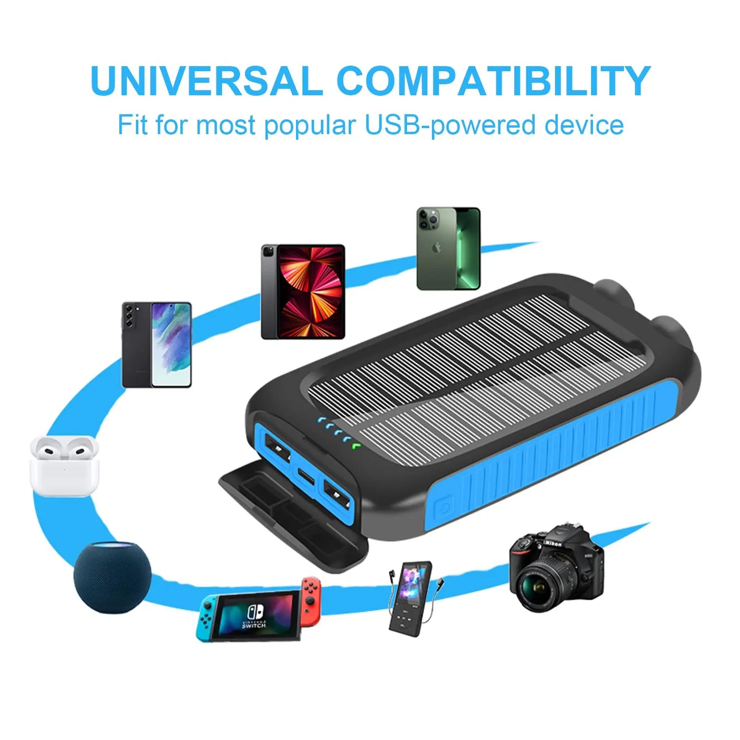 10000mAh Solar Power Bank | Waterproof Emergency Charger with Dual USB