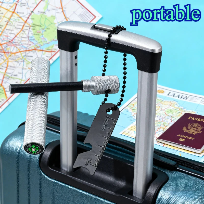 Fire Steel Magnesium Rod | Spark Steel with Chain & Compass