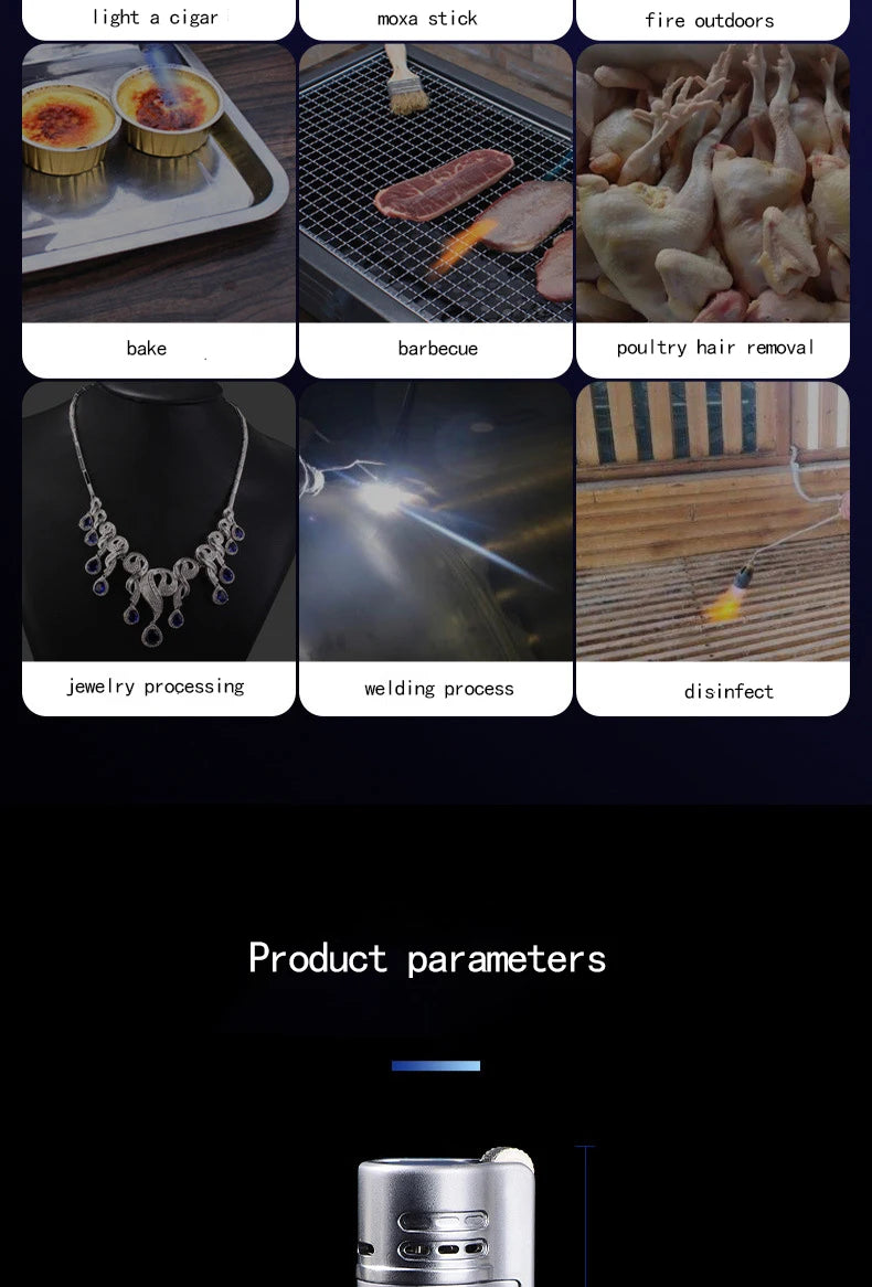 4-Flame Jet Torch Windproof Cigar Lighter | Metal Butane Lighter