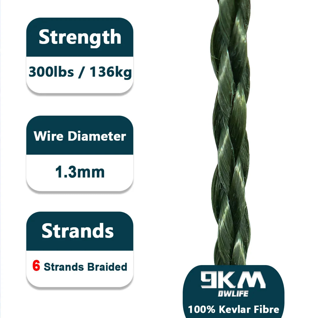 9KM DWLIFE Kevlar Cord | High-Strength Braided Line
