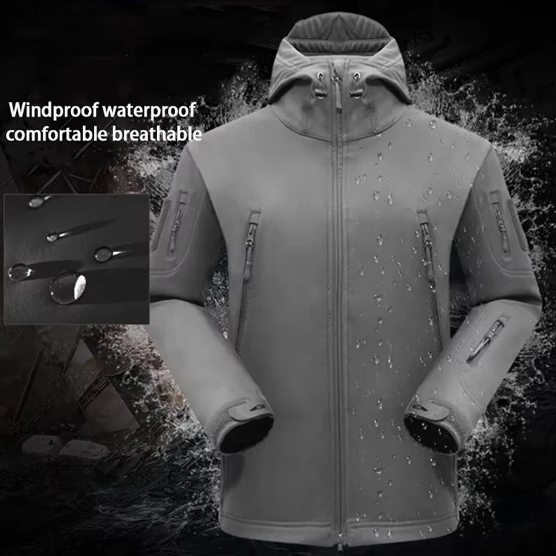 Winter Waterproof Tactical Jackets Sets Men Outdoor Soft Shell Hiking Hunting Jacket Suit Fleece Cargo Pant Tracksuits