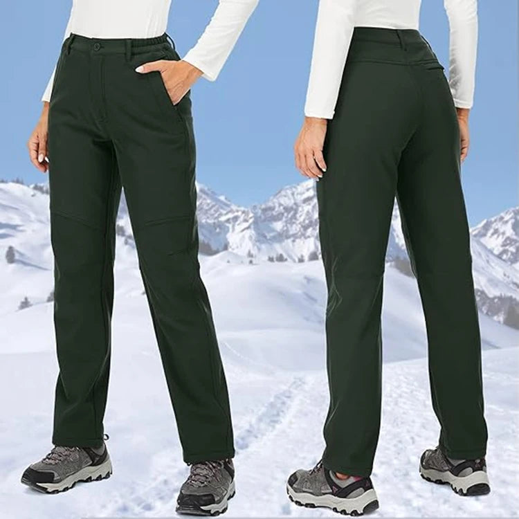 TRVLWEGO Winter Women Camping Hiking Pants Travel Soft Shell Warm Waterproof Fleece Windproof Outdoor Skiing Trekking Trousers