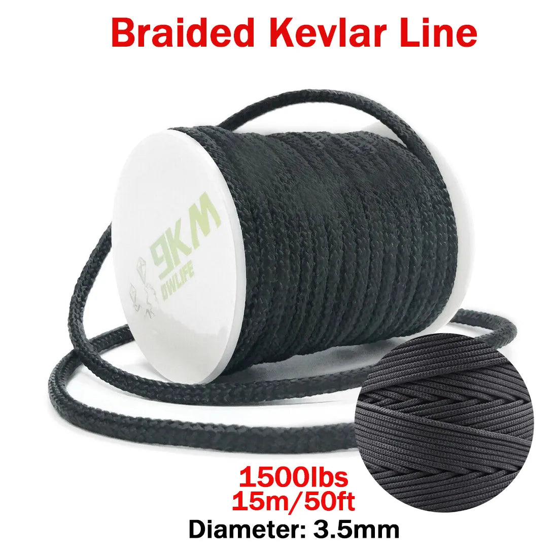 9KM Kevlar Cord |High Strength, Flame-Resistant, Braided Outdoor Line