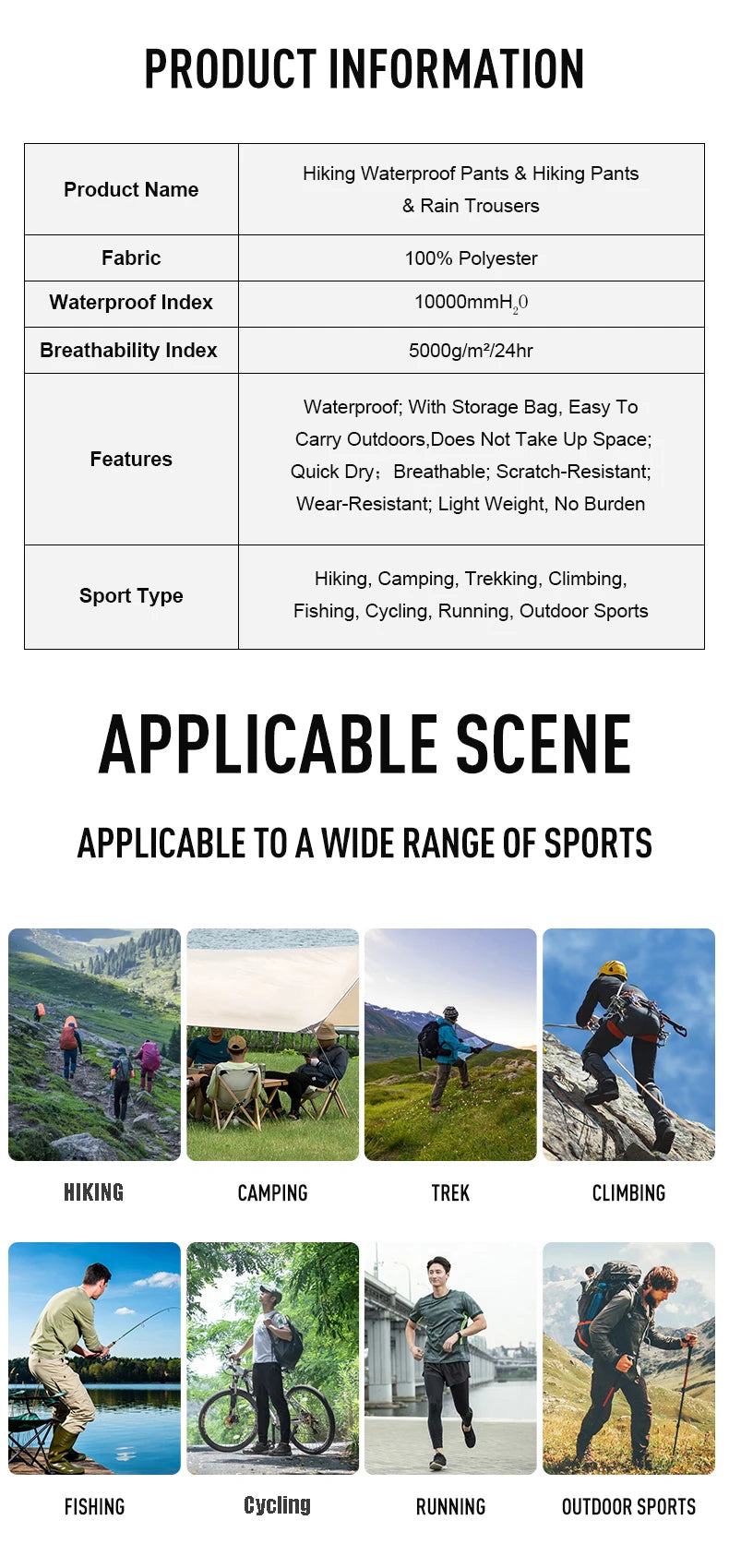 LNGXO Unisex Hiking Pants | Waterproof Outdoor Pants