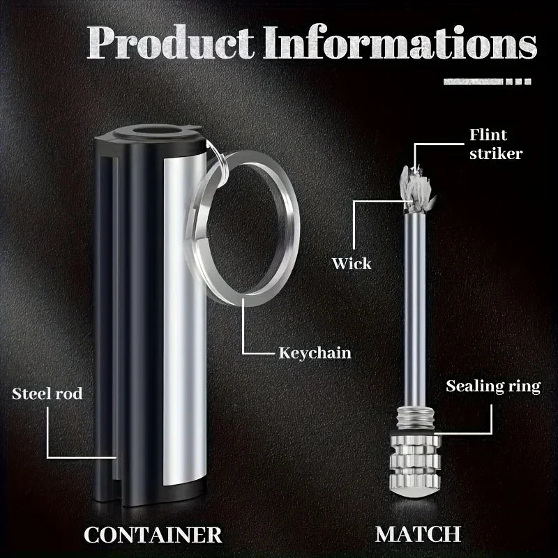 Permanent Match Flint Keychain Lighter | Waterproof Outdoor Fire Starter