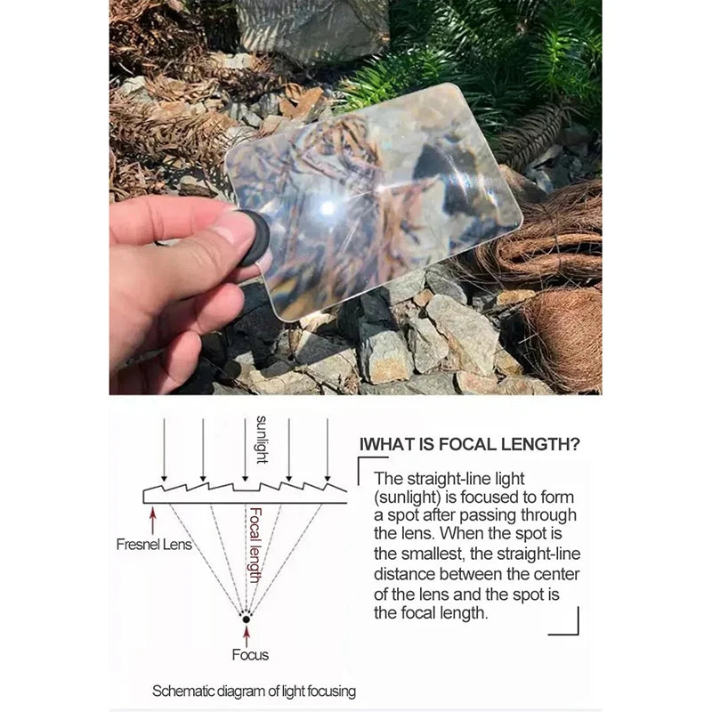 Outdoor Solar Fire Starter Card | Fresnel Lens Survival Tool
