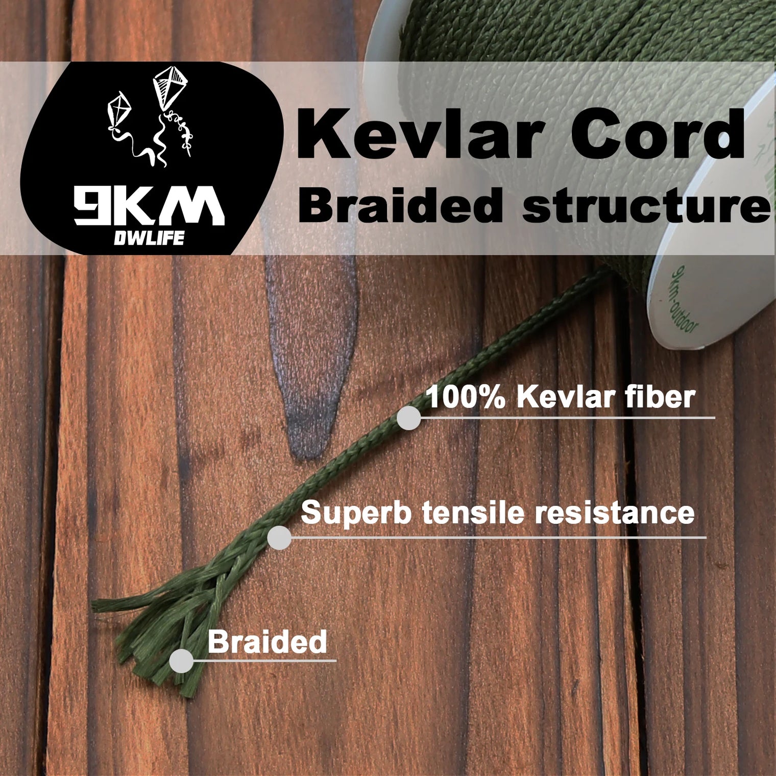 Kevlar Line 1.1–2.3mm | Braided Outdoor Cord for Camping, Hiking and Hammocks