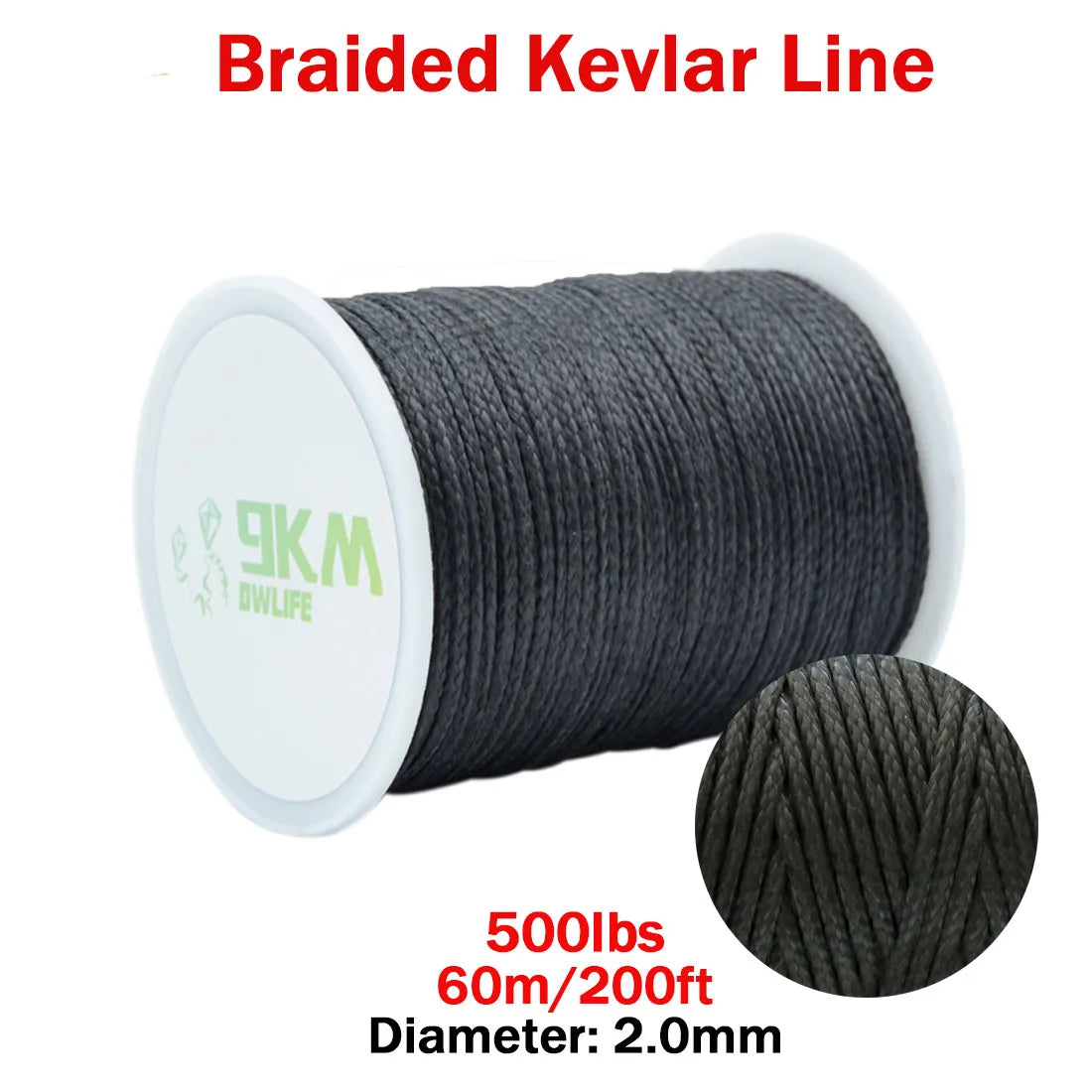 9KM Kevlar Cord |High Strength, Flame-Resistant, Braided Outdoor Line