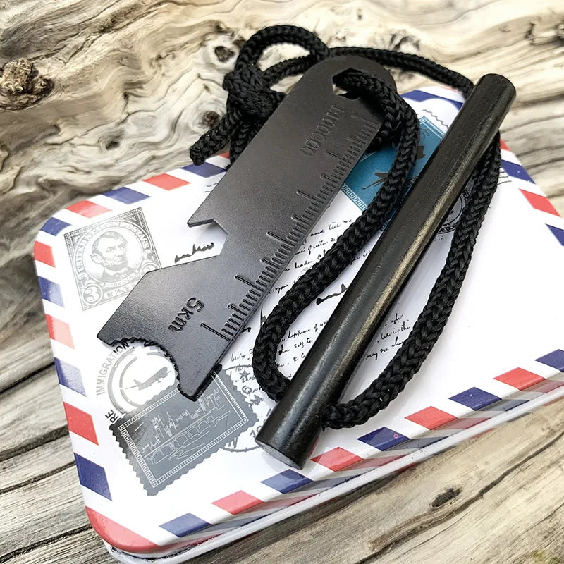Fire Steel Magnesium Rod | Spark Steel with Chain & Compass
