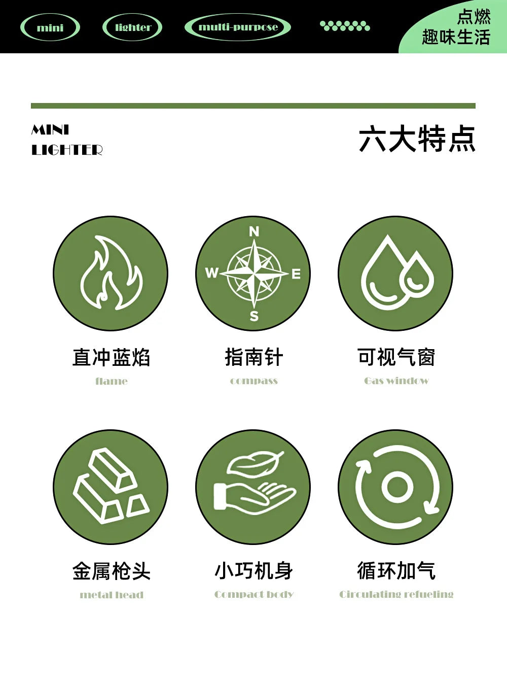 Windproof Emergency Lighter Gun with Compass | Survival Fire Starter