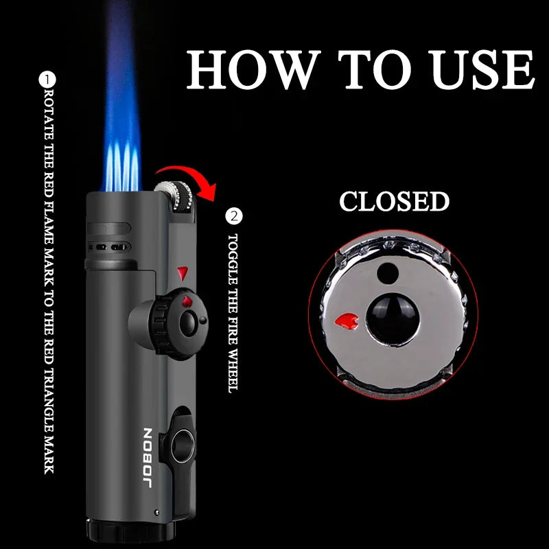 4-Flame Jet Torch Windproof Cigar Lighter | Metal Butane Lighter