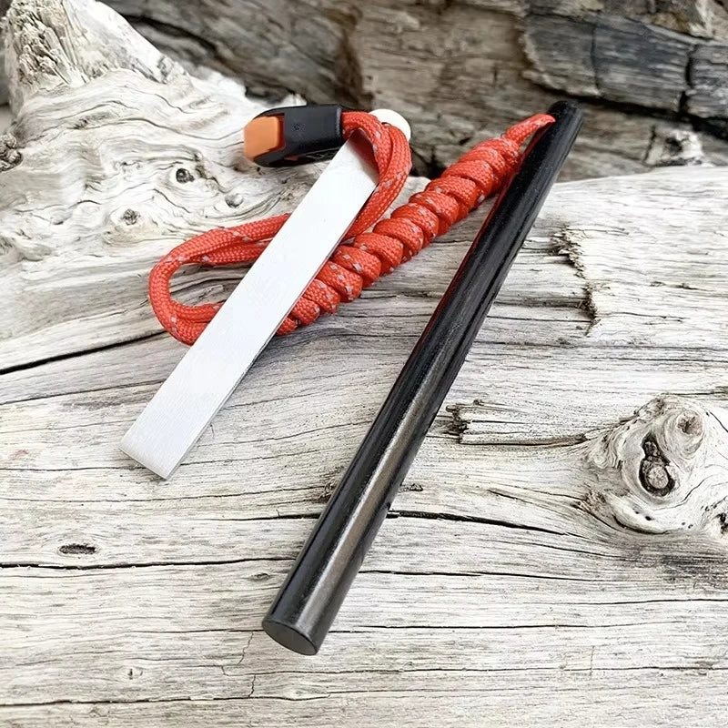 10x150mm Outdoor Flint Magnesium Fire Starter | EDC Survival Kit with Scraper & Whistle