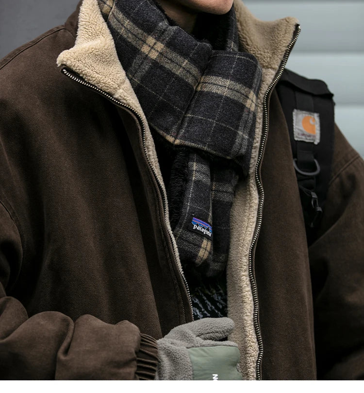 Japanese Vintage MenPolar Wool Jacket Winter High Quality Coat Thick Korean Streetwear Loose Couple Fashionable Male Warm Jacket