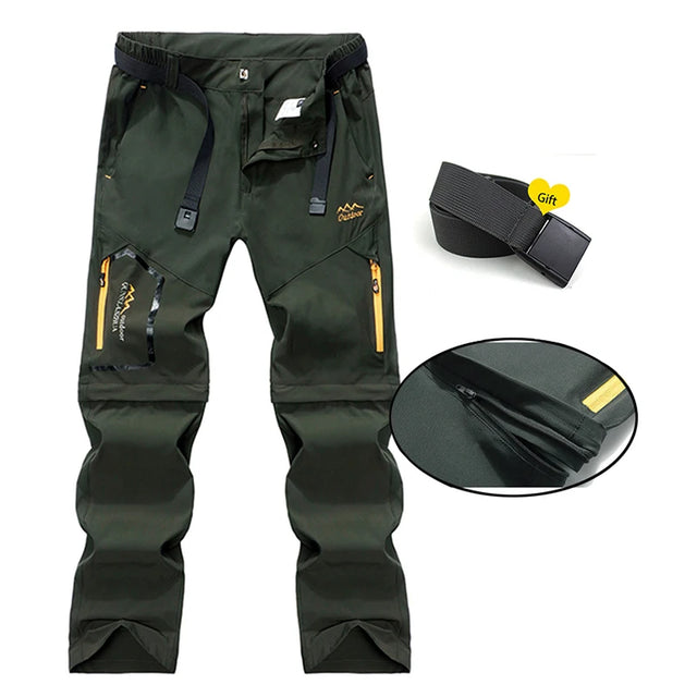 Men's Convertible Cargo Tactical Pants, Water Resistant Outdoor Hiking Pants, Zip Off Lightweight Stretch Work