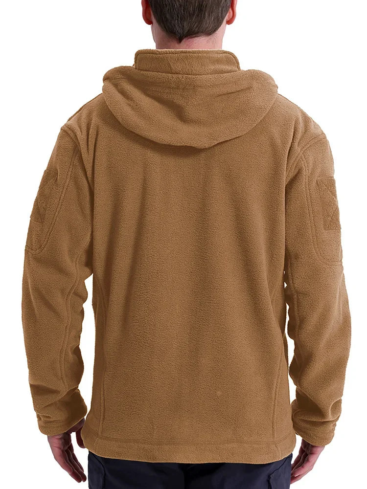 Men's Hunting Fleece Jacket Hiking Hunting Outdoor Fleece Tactical Jacket Winter Warm Full Zip Military Hoodies Multi-Pockets
