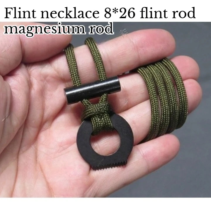 Survival Fire Starter Paracord Necklace | Flint & Steel EDC Tool