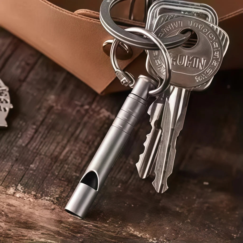 Titanium Emergency Survival Whistle with Lanyard – Ultralight Safety Whistle for Camping, Hiking & Outdoor Adventures