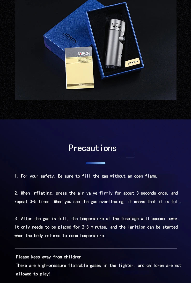 4-Flame Jet Torch Windproof Cigar Lighter | Metal Butane Lighter