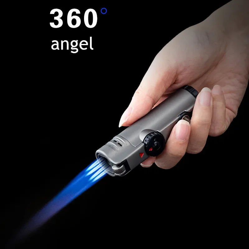 4-Flame Jet Torch Windproof Cigar Lighter | Metal Butane Lighter