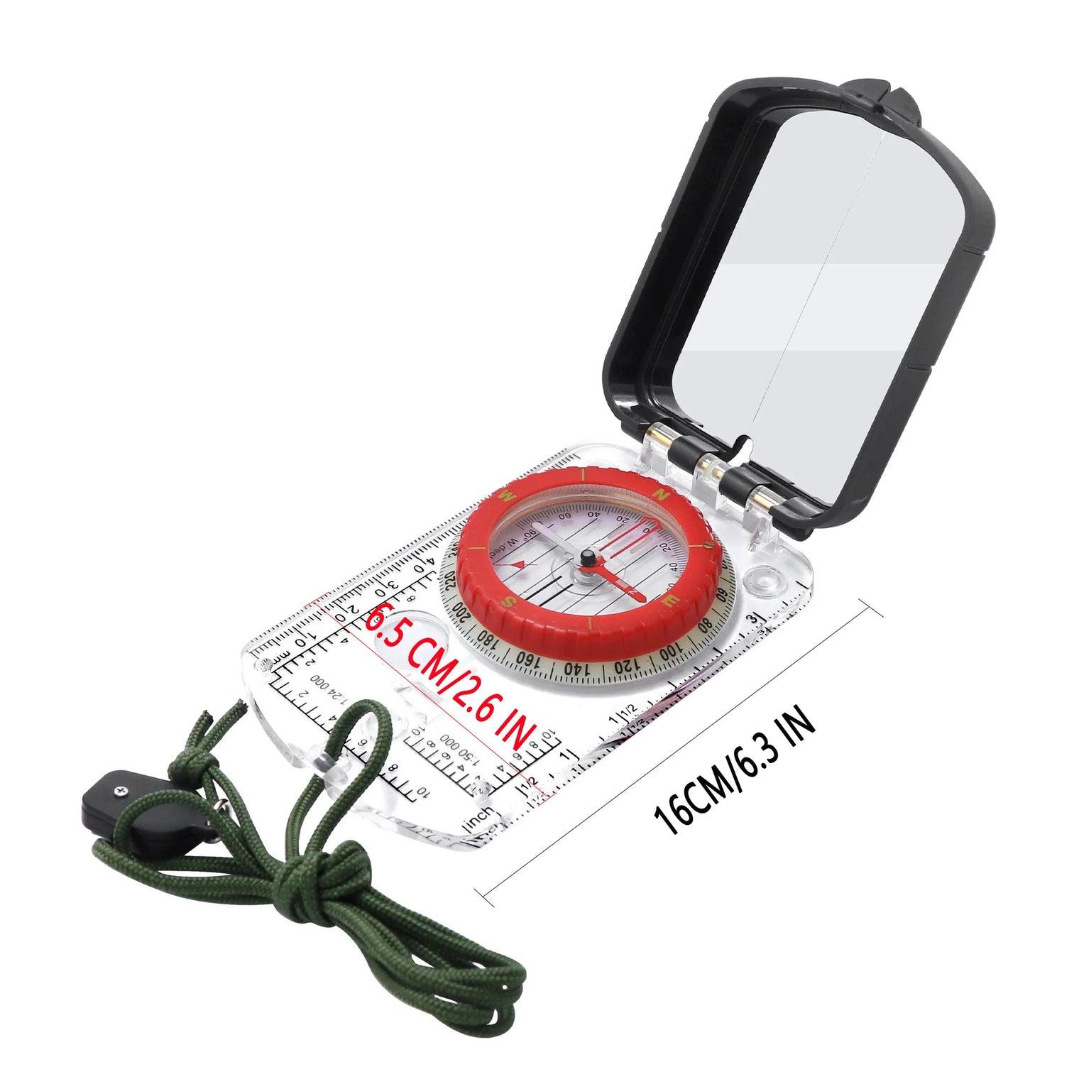 Map Compass with Sighting Mirror | Adjustable Declination | Multi-Function