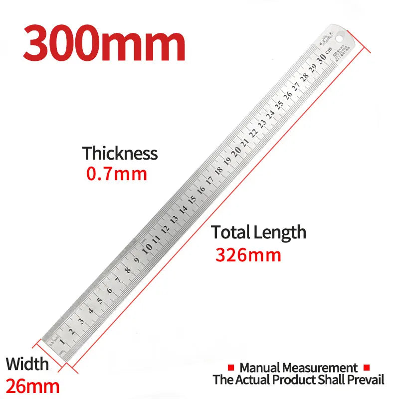 Stainless Steel Metal Ruler | Double-Sided Straightedge Scale (0–15 / 25 / 30 cm)
