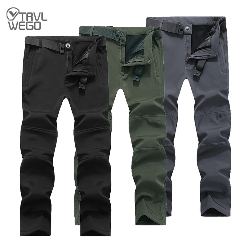 TRVLWEGO Men’s Winter Softshell Pants | Waterproof Hiking & Outdoor Pants