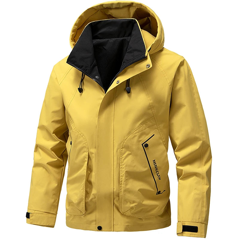 New Waterproof Jacket Men Outdoor Softshell Zip Up Hooded Jacket Windbreaker Hiking Camping Coat Lightweight Spring Autumn Coats