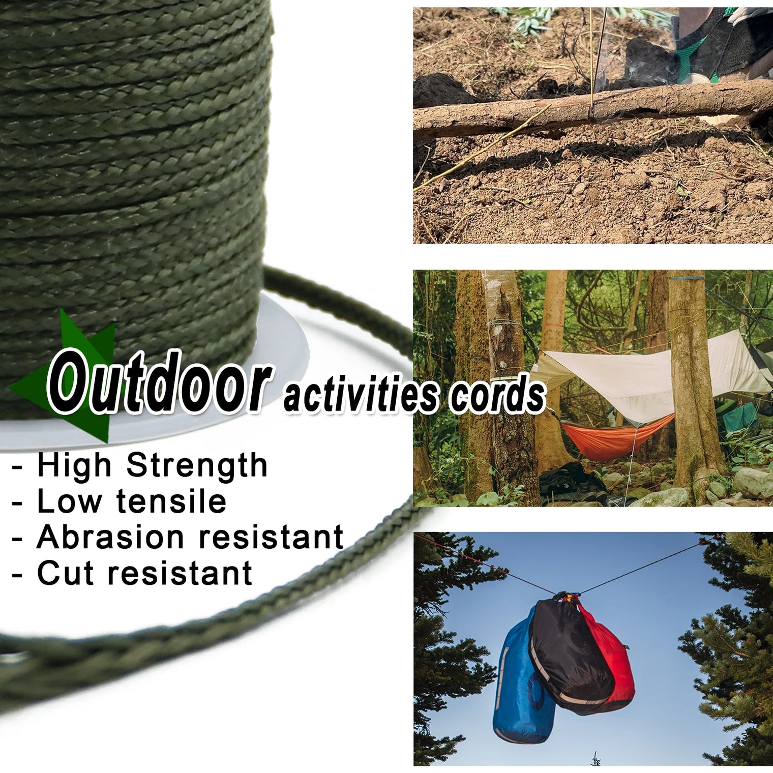 Kevlar Line 1.1–2.3mm | Braided Outdoor Cord for Camping, Hiking and Hammocks