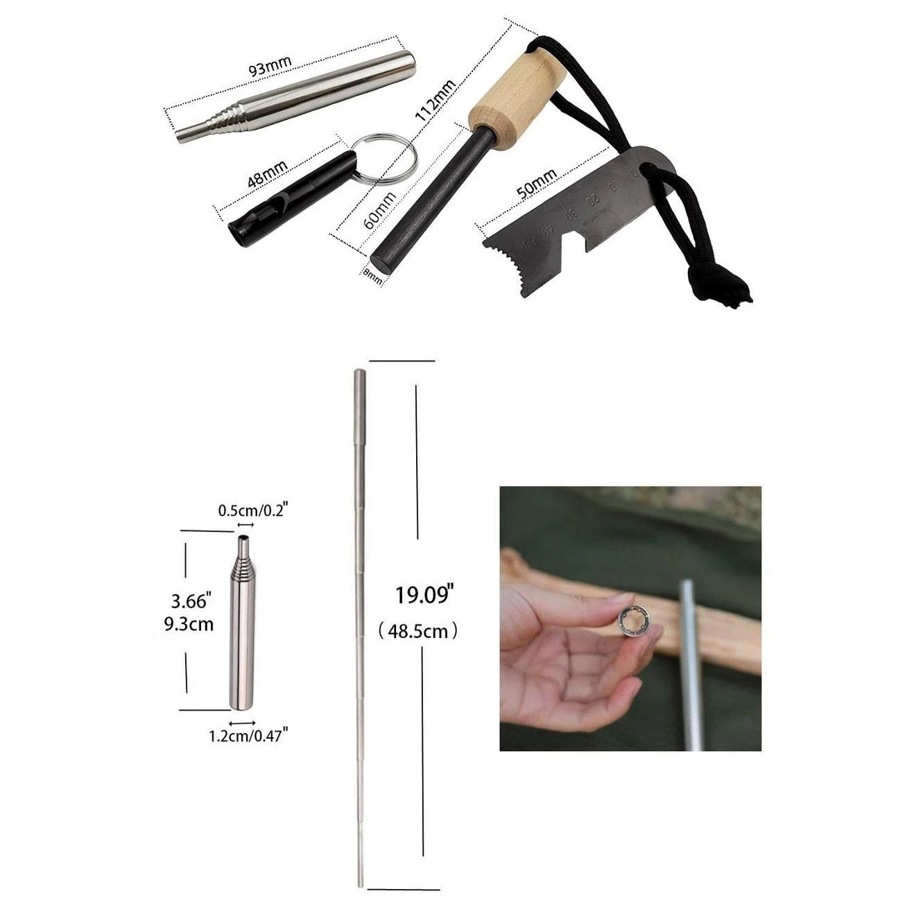 Outdoor Survival Firestarter Kit | Magnesium Ferro Rod with Multi-Tool Striker