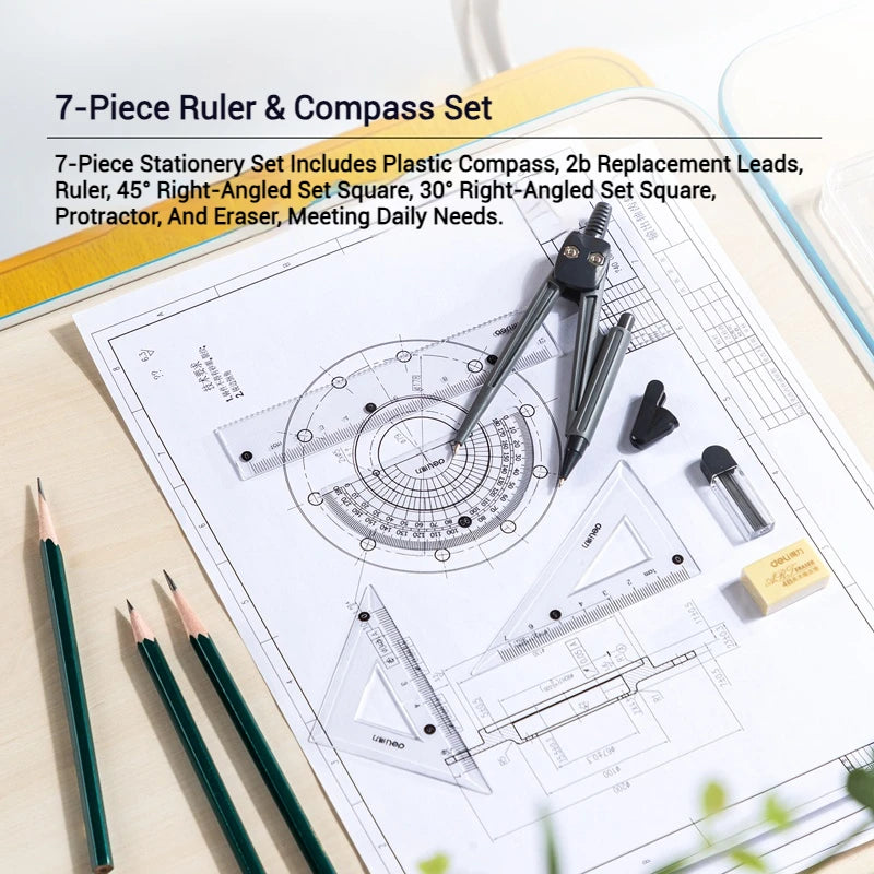 Geometry Box Math Compass Set | 8-Piece Student Supplies