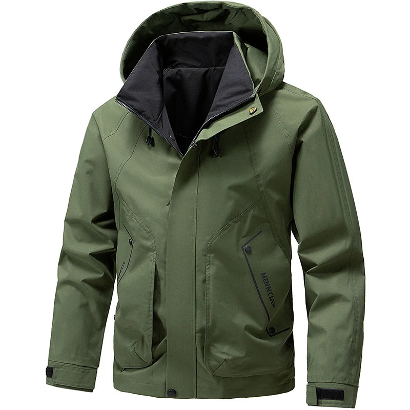 New Waterproof Jacket Men Outdoor Softshell Zip Up Hooded Jacket Windbreaker Hiking Camping Coat Lightweight Spring Autumn Coats