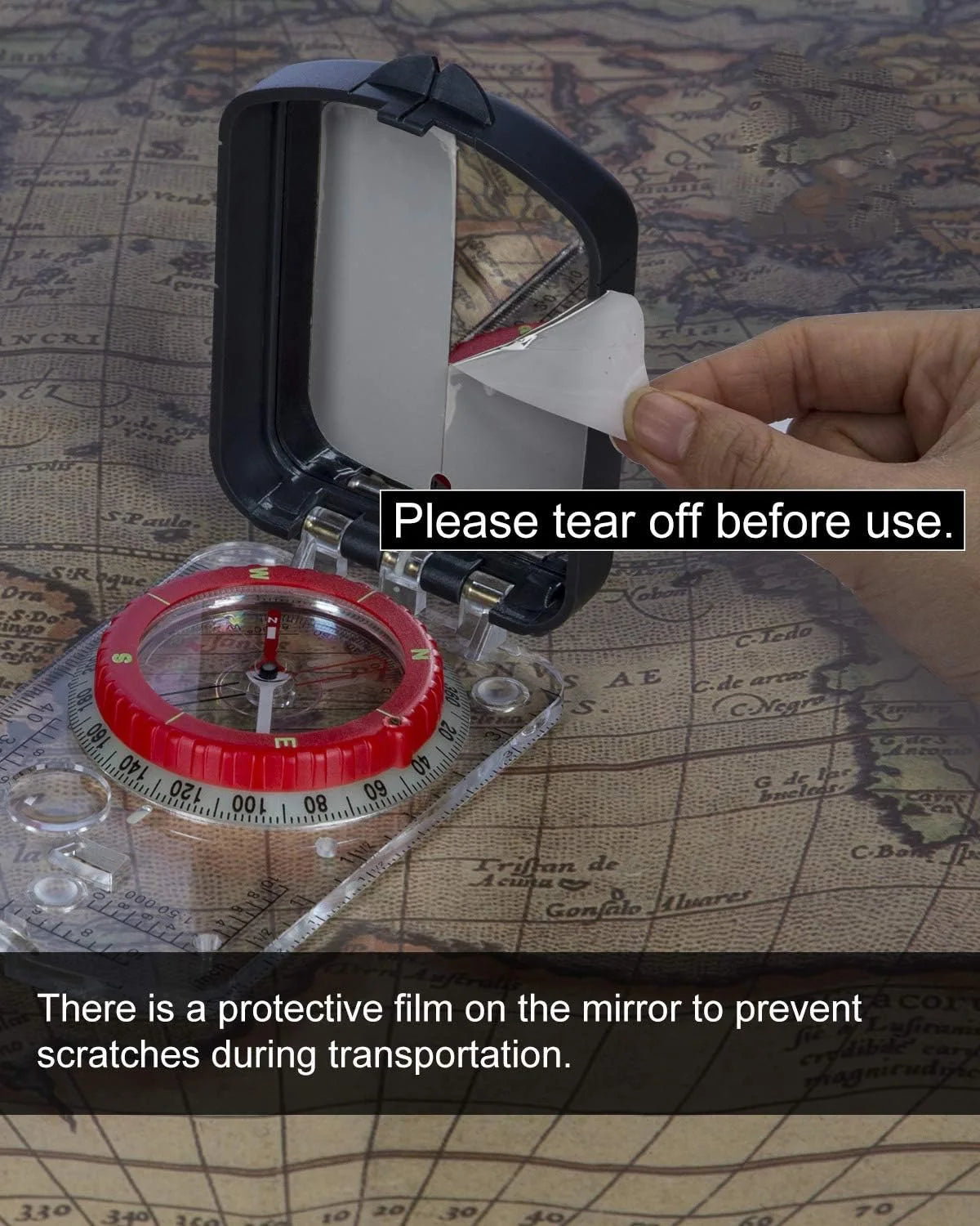 Map Compass with Sighting Mirror | Adjustable Declination | Multi-Function