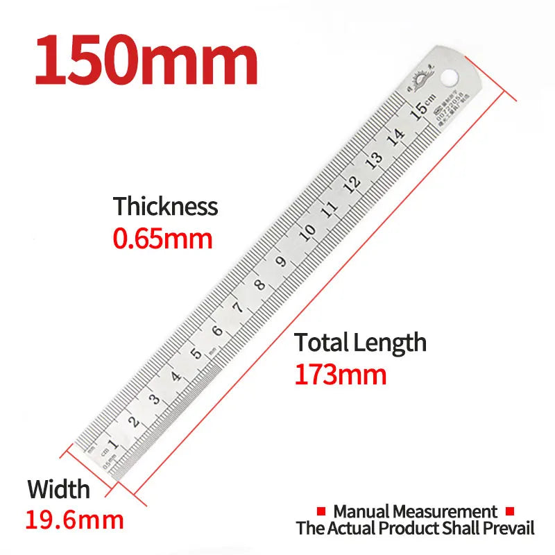 Stainless Steel Metal Ruler | Double-Sided Straightedge Scale (0–15 / 25 / 30 cm)