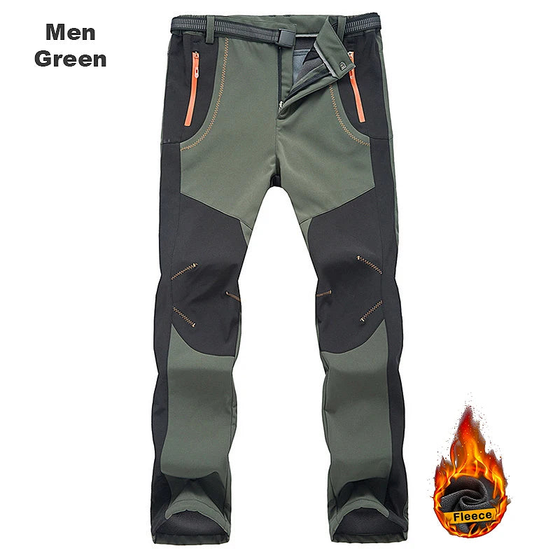 LNGXO Thick Warm Fleece Hiking Pants | Waterproof & Windproof Outdoor Pants