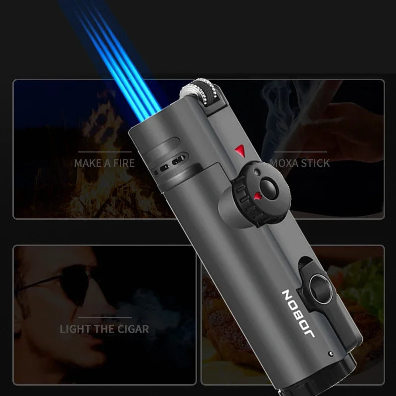 4-Flame Jet Torch Windproof Cigar Lighter | Metal Butane Lighter