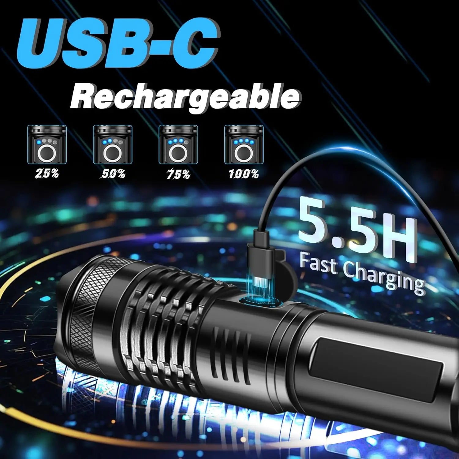 LED Torch Rechargeable | Super Bright Tactical Flashlight