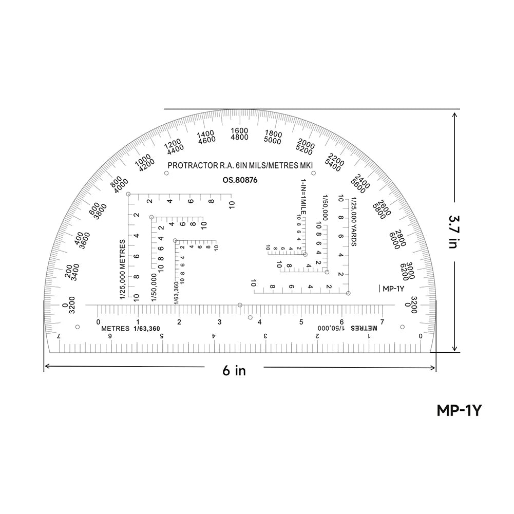 Map Protractor for Land Navigation | Semi-Circle MILS Map Marking Tool